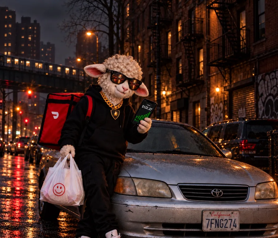 Lamb doing delivery work